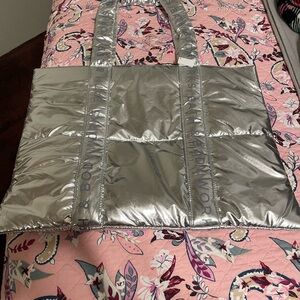 FREE with any 20$ or more purchase!!Bath & Body Works Silver Quilted Tote Bag